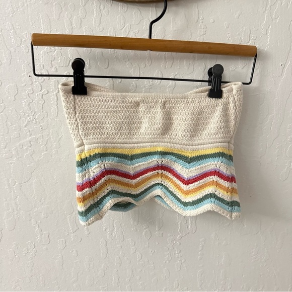 American Eagle Live Your Life Crochet Mulitcolor Crop Tube Top XS - Picture 3 of 7